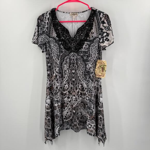 ONE WORLD Unity Tunic Top Size Extra Small NWT Slinky Material Boho Lagenlook - Picture 13 of 13